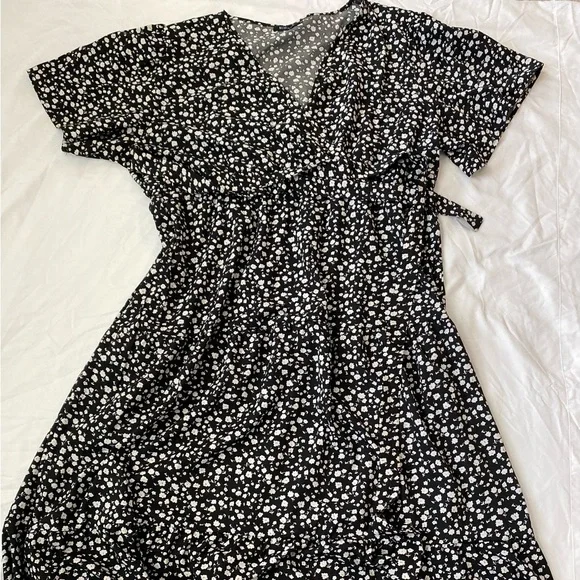 Women Plus Size V Neck Wrap Maxi Dress High Waist Ruffle - Picture 1 of 4